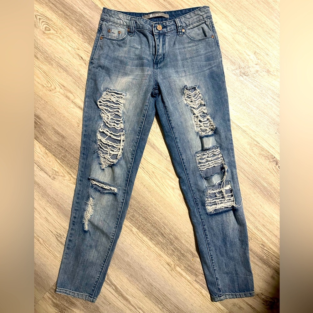 Tractr Distressed Denim Bootcut Jeans